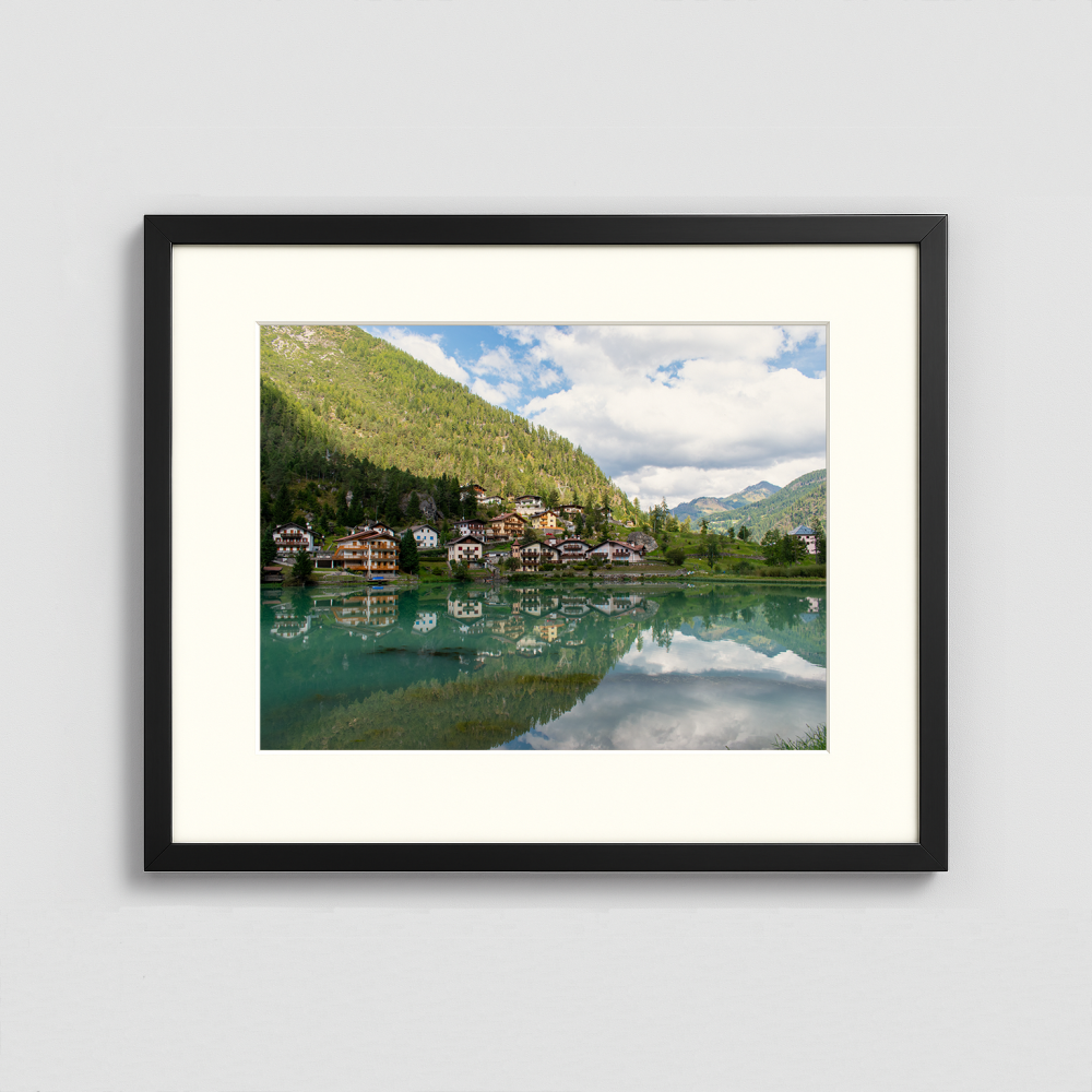 Lakeside village in the mountains - Framed Photo (50x40cm)